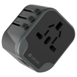 DEVIA Travel USB Universal Plug Charger - Black, Black