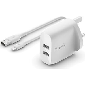 BELKIN Dual USB 24 W Mains Charger - White, White