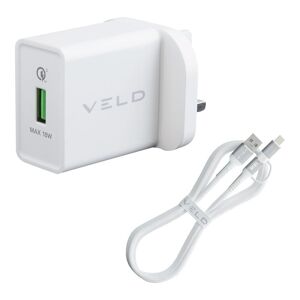 VELD Super-Fast VH18AW-UCM USB Wall Charger - 1 m, White