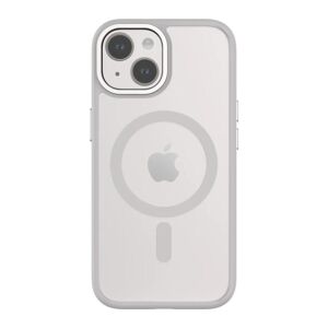 QDOS Hybrid Soft  Snap iPhone 15 Case - Clear & Grey, Clear,Silver/Grey