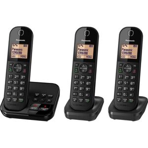 PANASONIC KX-TGC423EB Cordless Phone with Answering Machine - Triple Handsets, Black