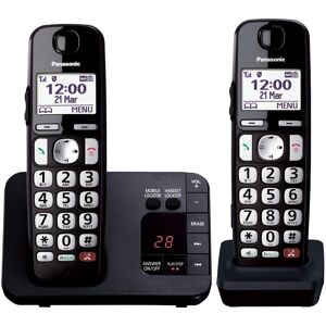 PANASONIC KX-TGE822EB Cordless Phone - Twin Handsets, Black