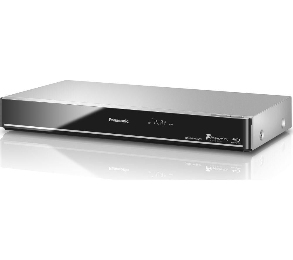 PANASONIC DMR-PWT655EB Smart 3D Blu-ray & DVD Player with Freeview Play Recorder - 1 TB HDD, Silver/Grey