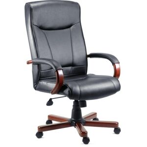 Teknik 85 Series 8511HLW Bonded-leather Reclining Executive Chair - Kingston Black & Mahogany