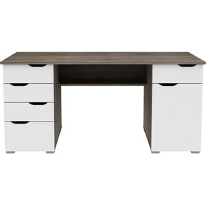 ALPHASON Kentucky Desk - White & Dark Oak