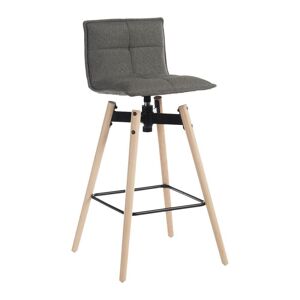 TEKNIK Spin 6977GREY Fabric & Metal Bar Stool Chair - Grey & Light Wood