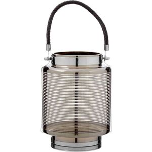 INTERIORS by Premier Large Nickel Stripe Lantern - Stainless Steel & Black, Stainless Steel