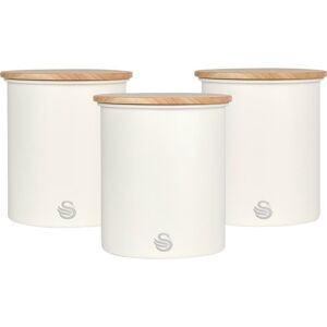 SWAN Nordic Set Round Storage Canister - Cotton White, Pack of 3