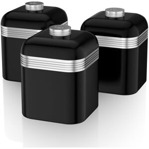 Swan Retro SWKA1020BN 1-litre Canisters - Black, Pack of 3