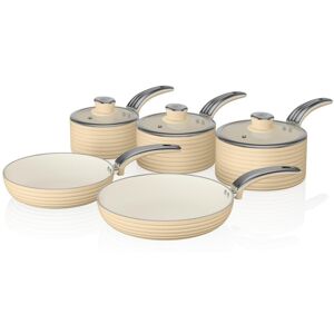 Swan Retro 5-piece Non-stick Pan Set - Cream, Cream