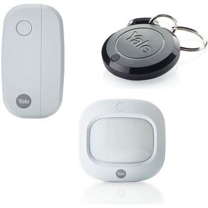 Yale AC-PIR Motion Detector, Alarm Key Fob & Door / Window Contact Bundle, White