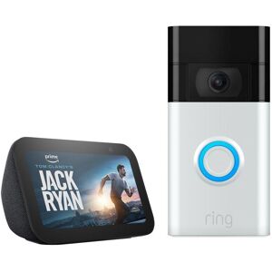 Ring Video Doorbell (Satin Nickel) & Amazon Echo Show 5 Smart Display Bundle, Silver/Grey