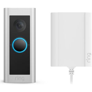 RING Video Doorbell Pro 2 with Plug-In Adapter, Silver/Grey