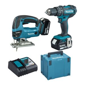 MAKITA DLX2134TJ Cordless Jigsaw and Combi Drill Set with 2 Batteries