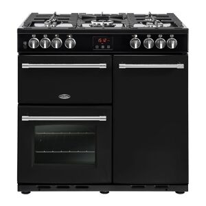 BELLING Farmhouse 90DFT Dual Fuel Range Cooker - Black & Chrome, Black