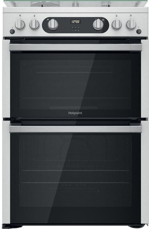 HOTPOINT HDM67G0C2CX 60 cm Gas Cooker - Inox, Silver/Grey