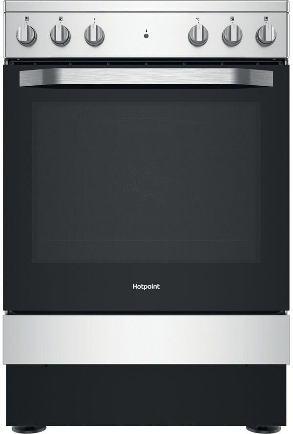 HOTPOINT HS67V5KHX/UK 60 cm Electric Ceramic Cooker - Inox & Silver, Black,Silver/Grey