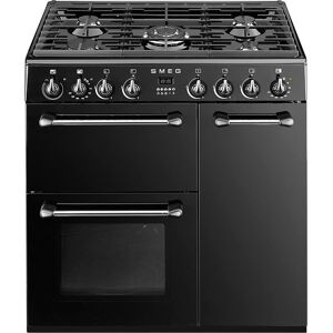 SMEG BM93BL 90 cm Dual Fuel Range Cooker - Black & Stainless Steel, Stainless Steel