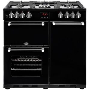 BELLING Kensington 90DFT 90 cm Dual Fuel Range Cooker - Black, Black