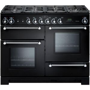 RANGEMASTER Kitchener 110 cm Dual Fuel Range Cooker - Black & Chrome, Black