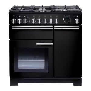 RANGEMASTER Professional Deluxe 90 Dual Fuel Range Cooker - Black & Chrome, Black