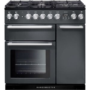 RANGEMASTER Nexus NEX90DFFSL/C 90 cm Dual Fuel Range Cooker - Slate & Chrome, Silver/Grey