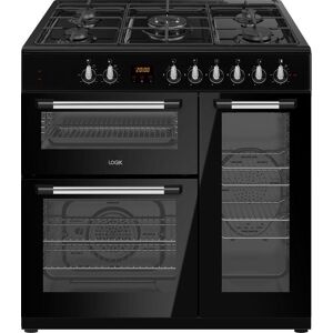 LOGIK LRC90B21 90 cm Dual Fuel Range Cooker - Black, Black