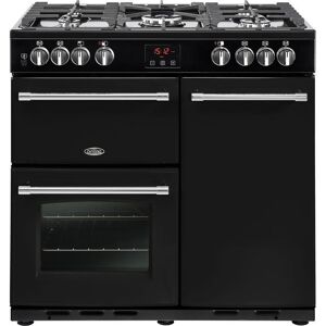 BELLING Farmhouse 90DFT Dual Fuel Range Cooker - Black & Chrome, Black