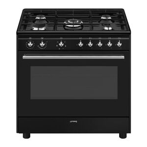 SMEG Concert CX91GMBL 90 cm Dual Fuel Range Cooker - Black, Silver/Grey