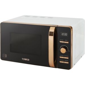 TOWER T24021W Solo Microwave - White & Rose Gold, White,Pink,Gold