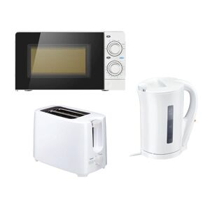 Essentials CMW21 Compact Solo Microwave, Kettle & 2-Slice Toaster Bundle - White, White