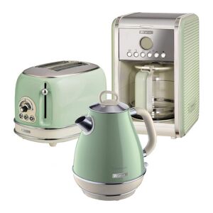 ARIETE Vintage ARPK8 Coffee Machine, Toaster & Kettle Bundle - Green, Green