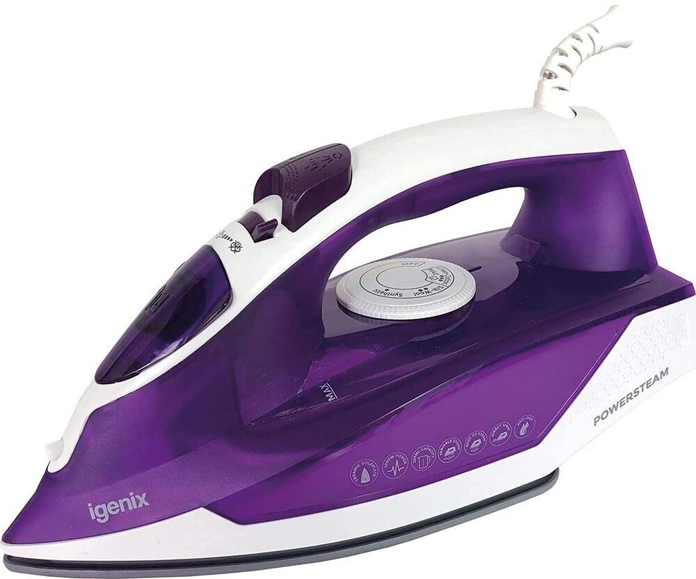 IGENIX PowerSteam IG3122 Steam Iron - White & Purple