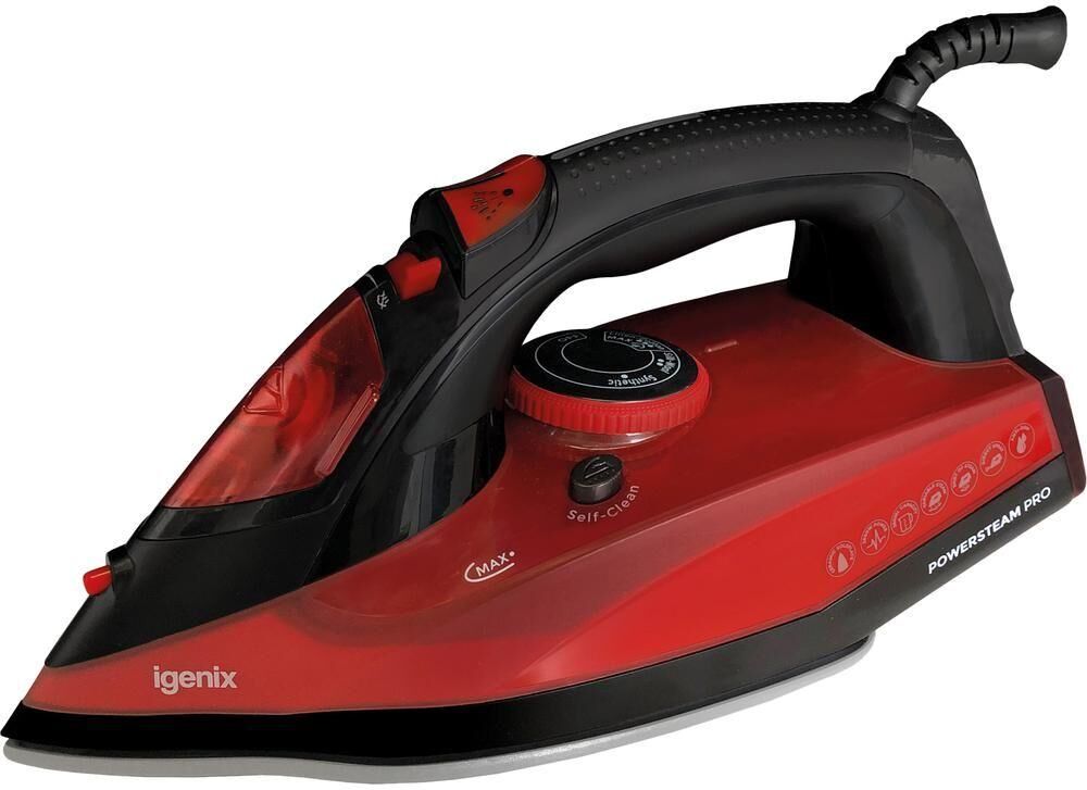 IGENIX PowerSteam Pro IG3126 Steam Iron - Red & Black