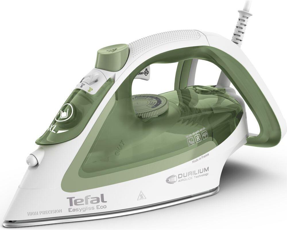 TEFAL Easygliss Eco FV5781 Steam Iron - White & Green, Green,White