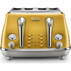 DELONGHI Icona Capitals CTOC4003.Y 4-Slice Toaster - Yellow, Yellow