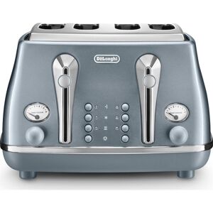 DELONGHI Icona Metallics CTOT4003.AZ 4-Slice Toaster - Blue, Blue