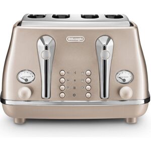 DELONGHI Icona Metallics CTOT4003.BG 4-Slice Toaster - Gold, Blue