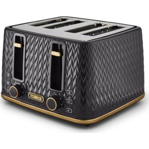 TOWER Empire Collection T20061BLK 4-slice Toaster - Black