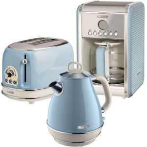 ARIETE ARPK9 Vintage Toaster, Kettle & Coffee Machine Bundle - Blue