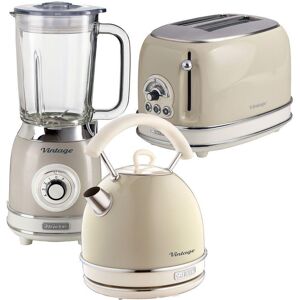 ARIETE Vintage ARPK25 2-Slice Toaster, Traditional Kettle & Blender Bundle - Beige