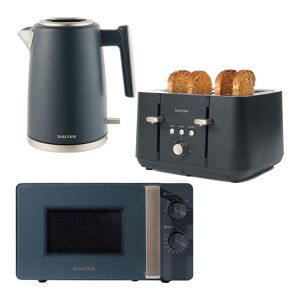 SALTER Marino COMBO-8687 4-slice Toaster, Jug Kettle & Solo Microwave Bundle - Blue Grey