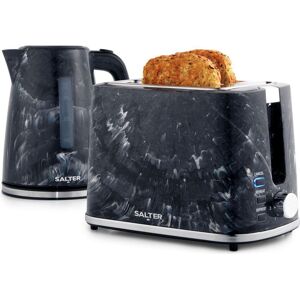 SALTER COMBO-9136 Marble Jug Kettle and 2-Slice Toaster Bundle - Black Marble, Black