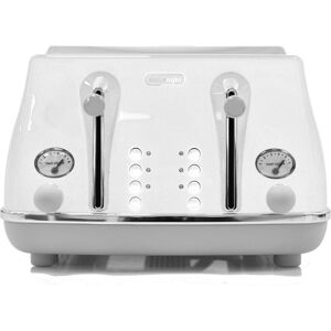 DELONGHI Icona Capitals CTOC4003.W 4-Slice Toaster - White, White,Cream