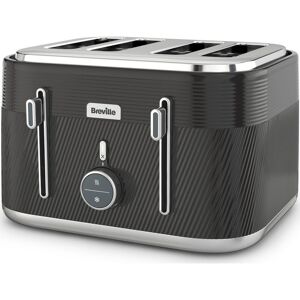 BREVILLE Obliq VTT973 4-Slice Toaster - Black & Silver, Silver/Grey,Black