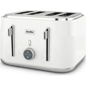 BREVILLE Obliq VTT974 4-Slice Toaster - White & Silver, White,Silver/Grey