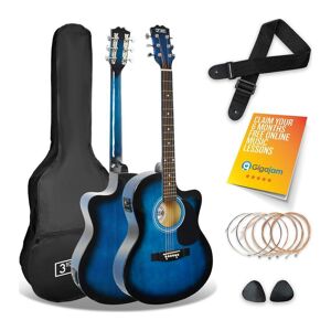 3RD AVENUE STX10ECABBPK Electro-Acoustic Guitar Pack - Blueburst, Blue,Black