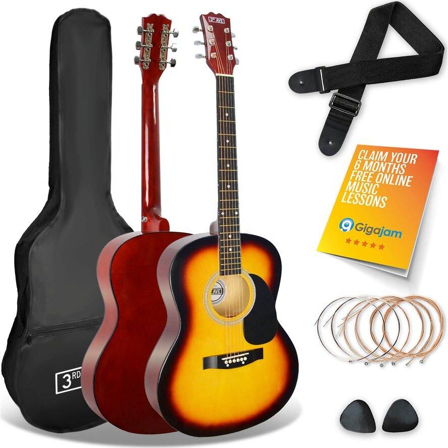 3RD AVENUE STX10 Acoustic Guitar Bundle - Sunburst, Brown,Yellow,Red