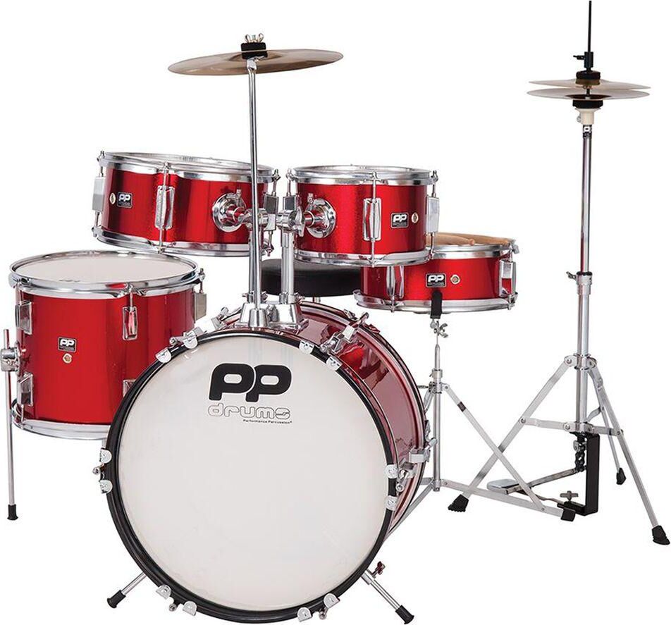 PP DRUMS PP200RD 5 Piece Junior Drum Kit - Red, Red