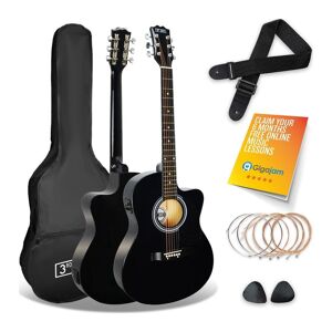 3RD AVENUE Cutaway Electro-Acoustic Guitar Bundle - Black, Black